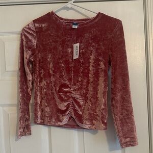 Old Navy Girl’s Long Sleeve Velvet Top - Rose Pink